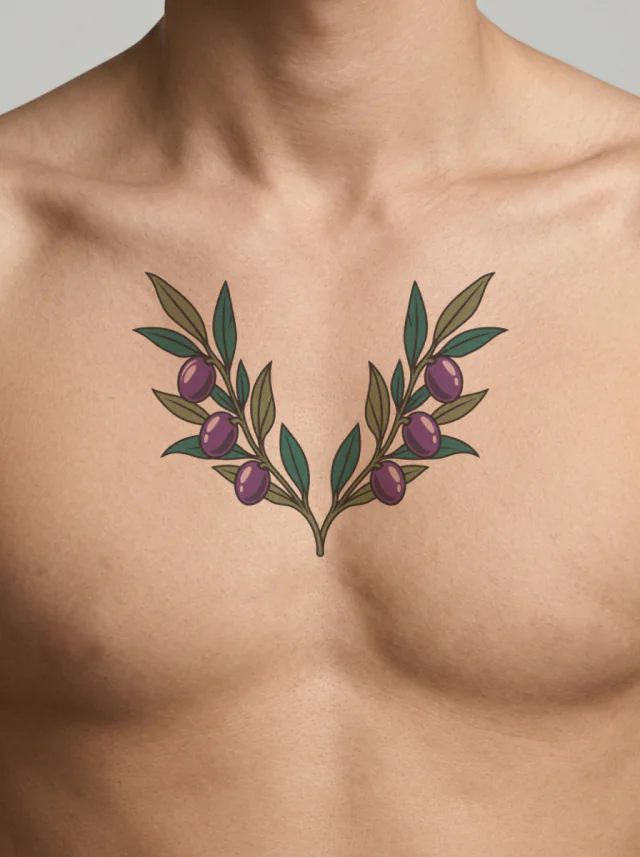 Twin Olive Sprigs Tattoo on-skin preview