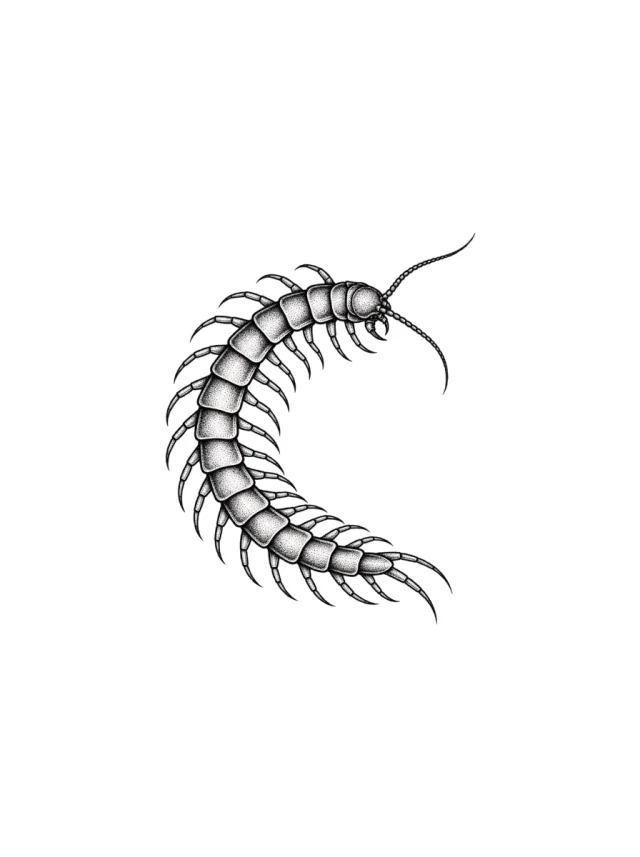Crescent Curve Centipede Tattoo clean design