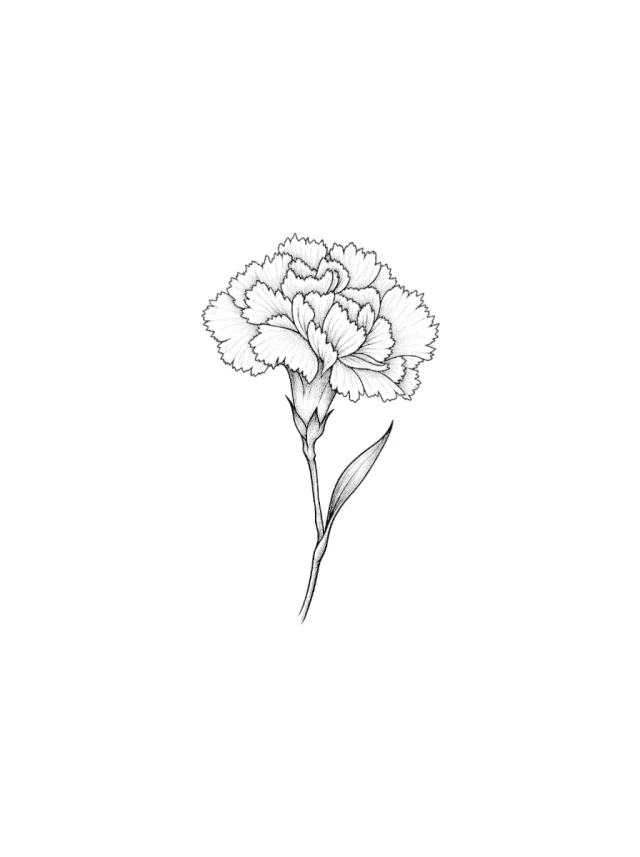 Carnation Miniature Sprig Tattoo clean design