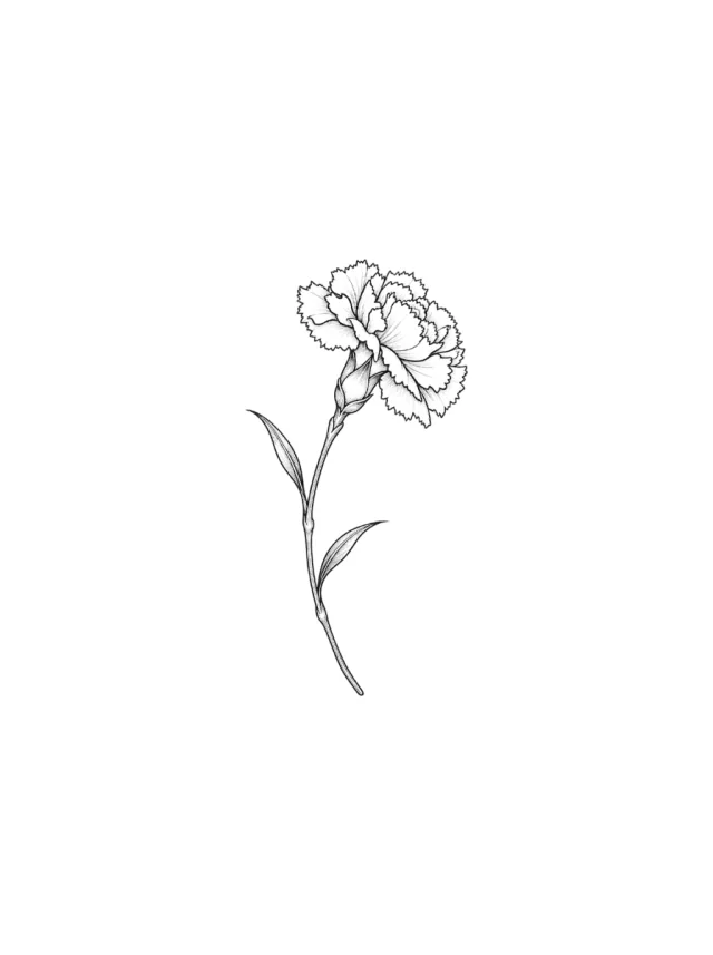 Carnation Long Stem Tattoo clean design
