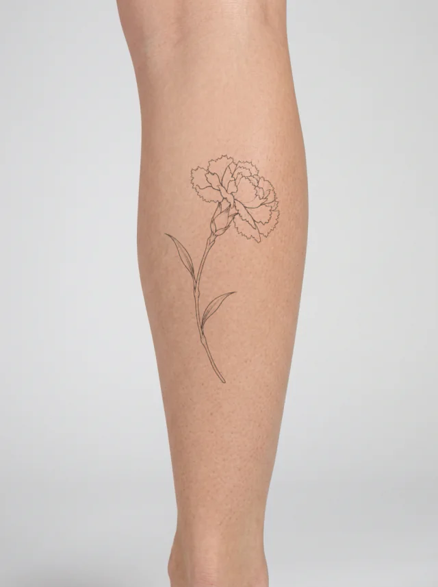 Carnation Long Stem Tattoo on-skin preview
