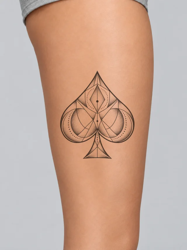 Spade Geometric Tattoo on-skin preview