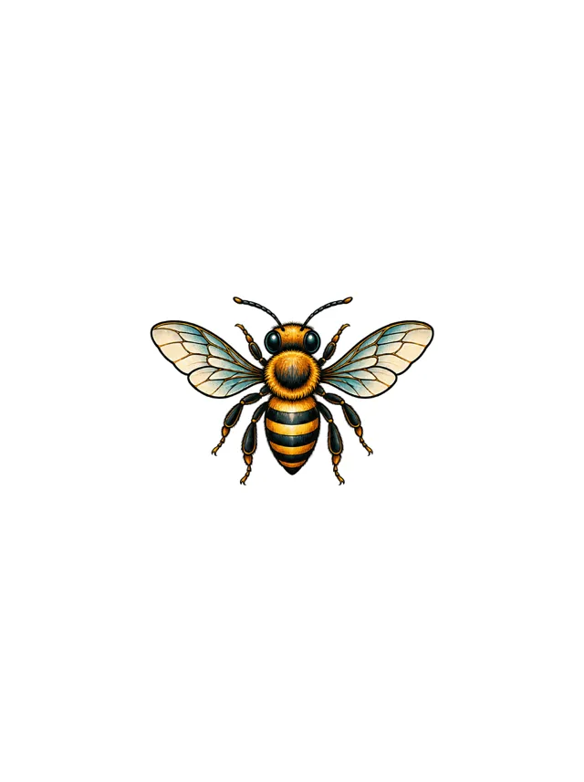 Neo-Traditional Bee Finger Tattoo clean design