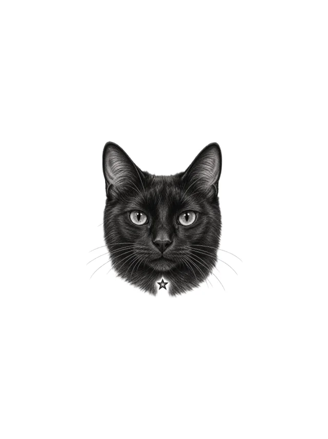 Micro Realism Black Cat Tattoo clean design