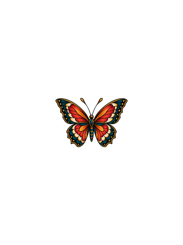 Illustrative Butterfly Face Tattoo clean design