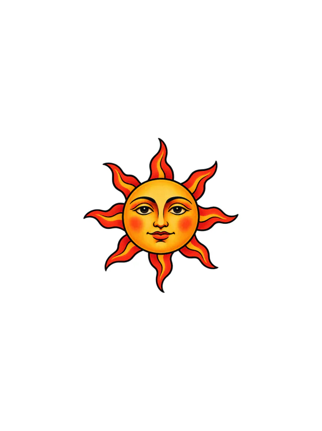 Warm Faced Old School Sun Tattoo clean design