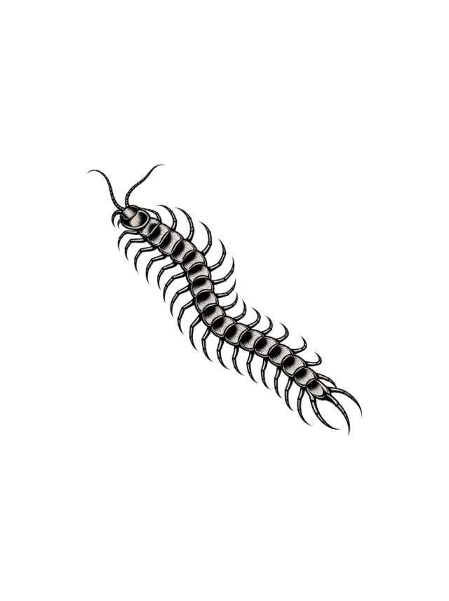 Diagonal Centipede Tattoo clean design