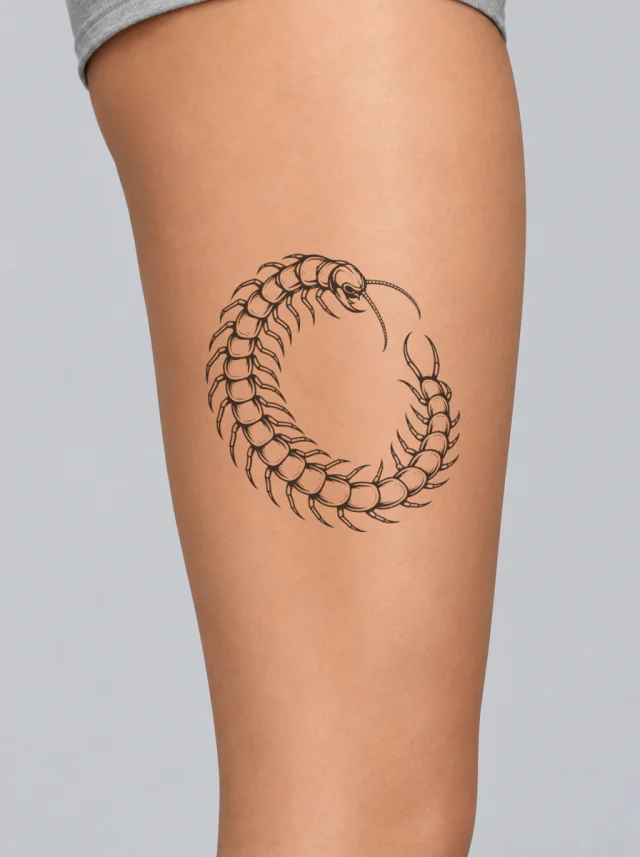 Open Loop Centipede Tattoo on-skin preview
