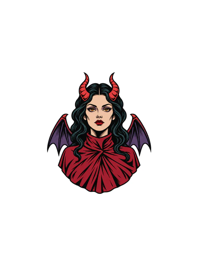Succubus Crimson Cloak Tattoo clean design