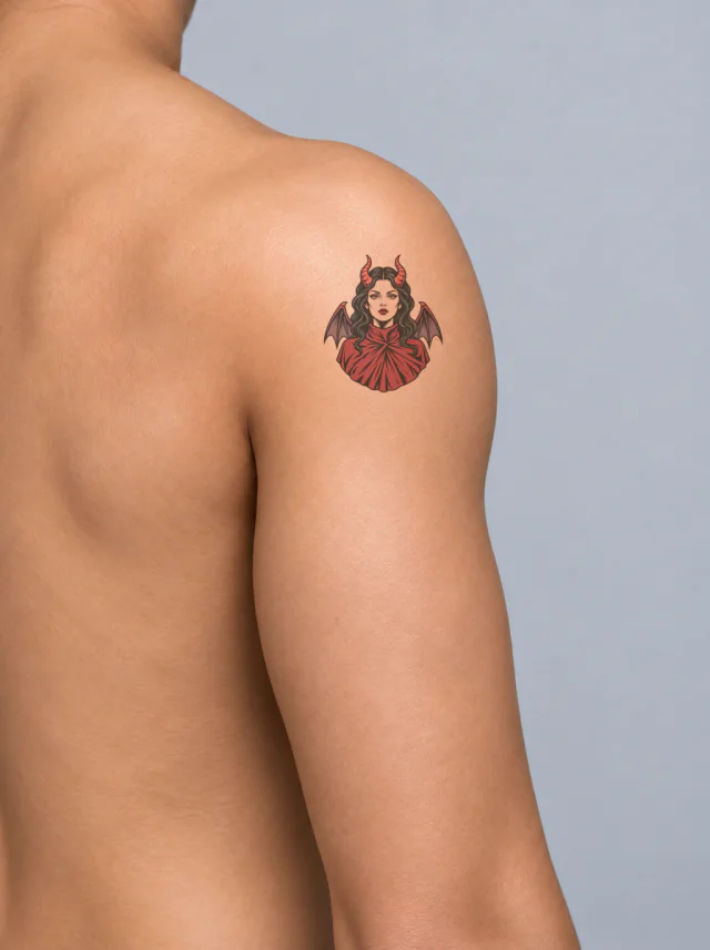 Succubus Crimson Cloak Tattoo on-skin preview