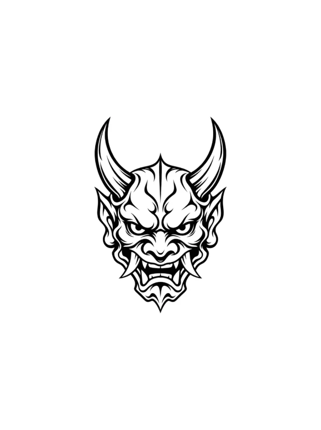 Minimal Oni Mask Emblem Retaining Two Horns Tattoo clean design