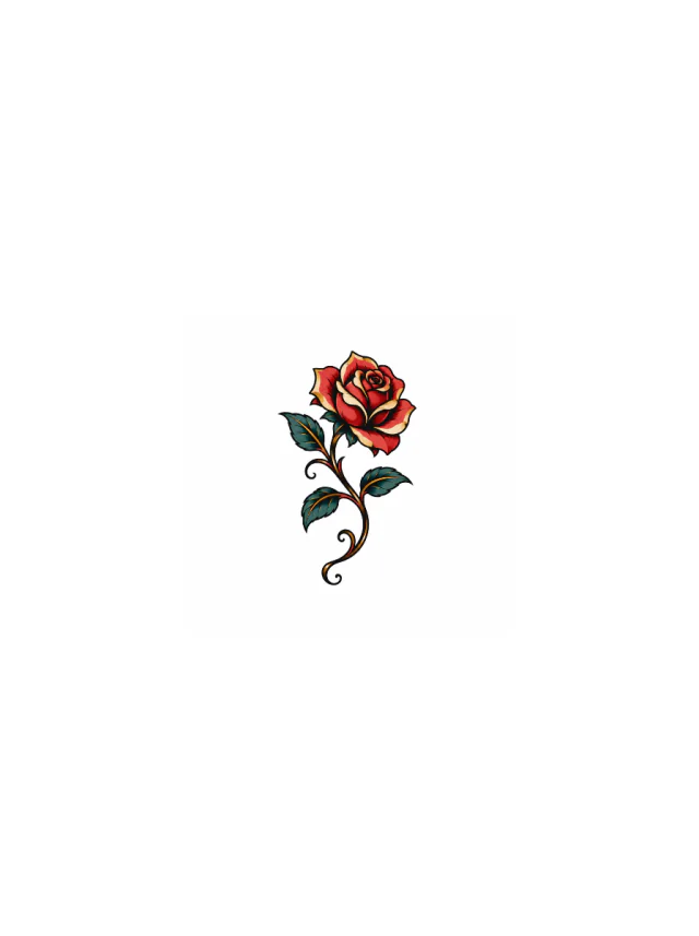 Neo-Traditional Rose Vine Hip Tattoo clean design