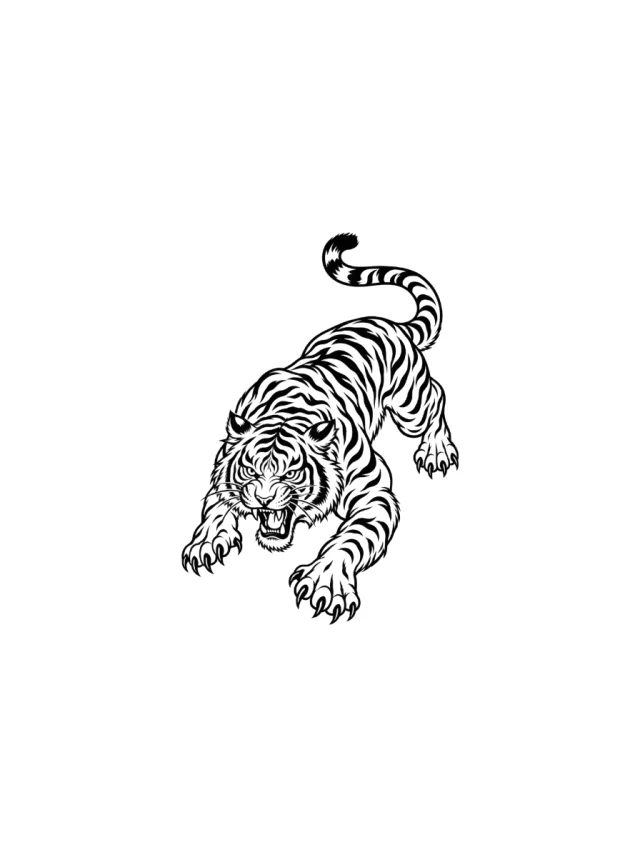 Pouncing Japanese Tiger Tattoo clean design