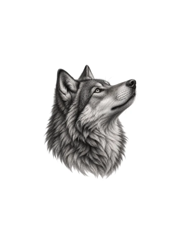 Tatuaje de lobo en la pantorrilla, diseño limpio