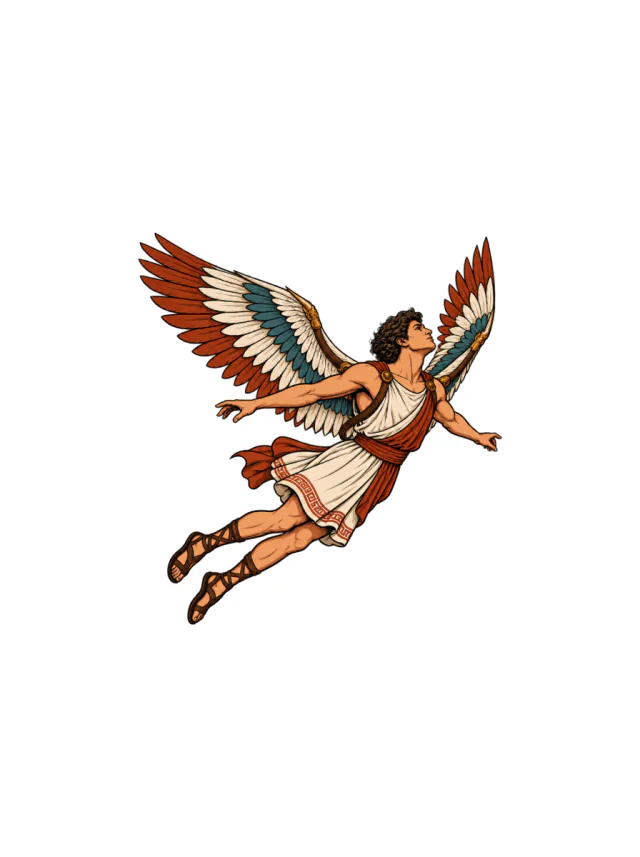 Icarus Feathered Flight Tattoo clean design