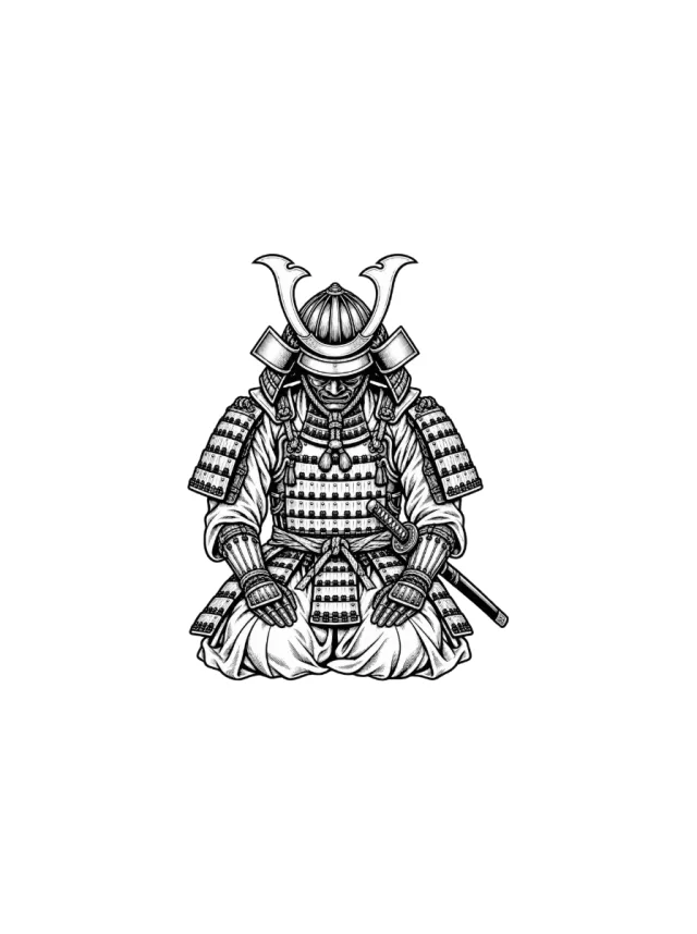 Samurai Kneeling Tattoo clean design