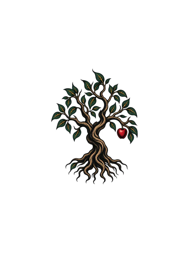 Poison-Tree Design with Deep Green Leaves Tattoo clean design