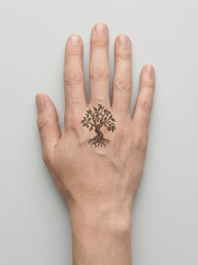 Poison-Tree Design with Deep Green Leaves Tattoo on-skin preview