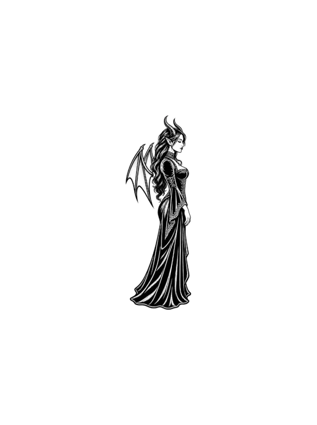 Succubus Winged Profile Tattoo clean design