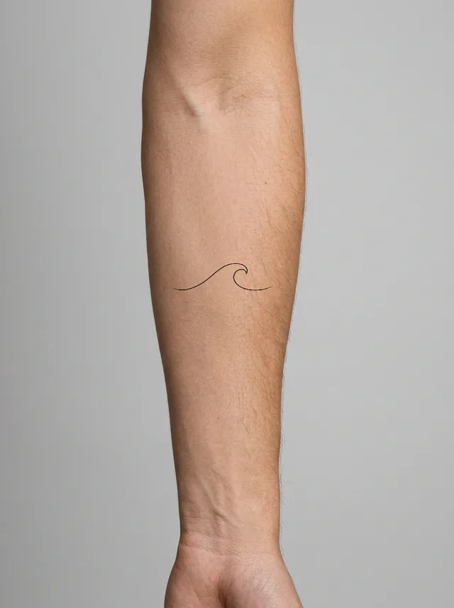 Minimalist Wave Inner Forearm Tattoo on-skin preview