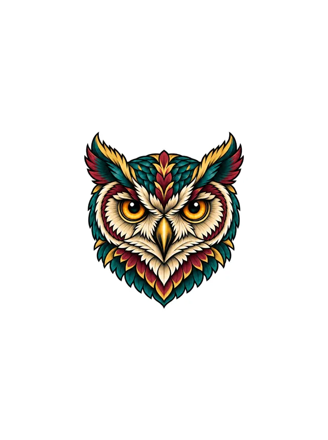 Neo-Traditional Owl Inner Forearm Tattoo clean design