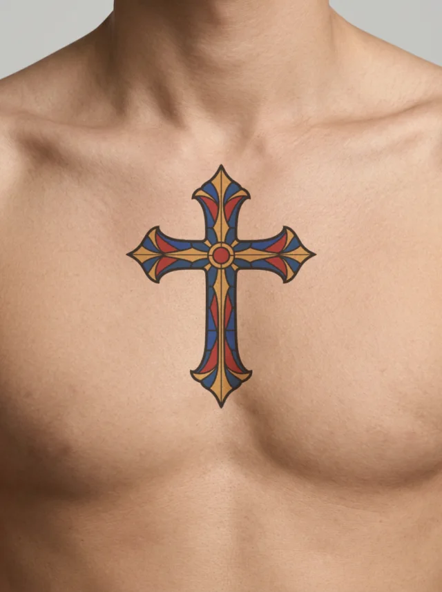 Stained Cross Tattoo on-skin preview