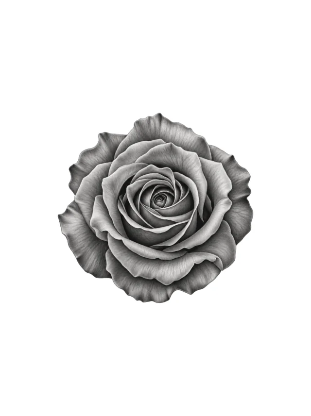 Tatuaje de rosa en la pantorrilla, diseño limpio