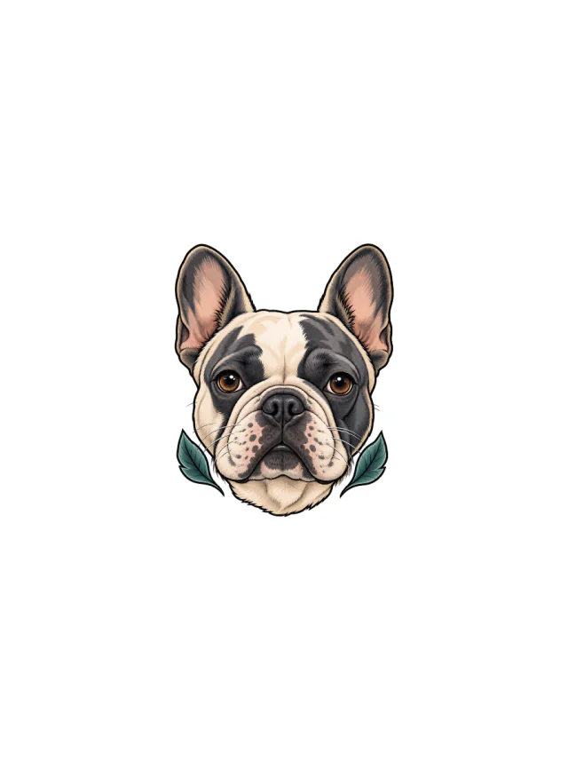 Neo Traditional French Bulldog Tattoo clean design