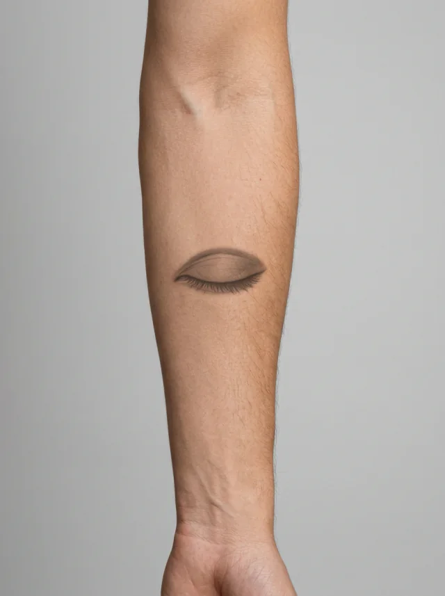 Closed Eye Micro-Realism Tattoo on-skin preview