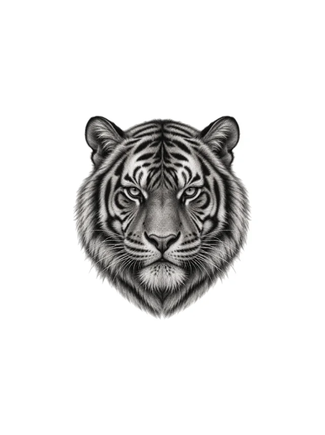 Tatuaje de tigre en la pantorrilla, diseño limpio