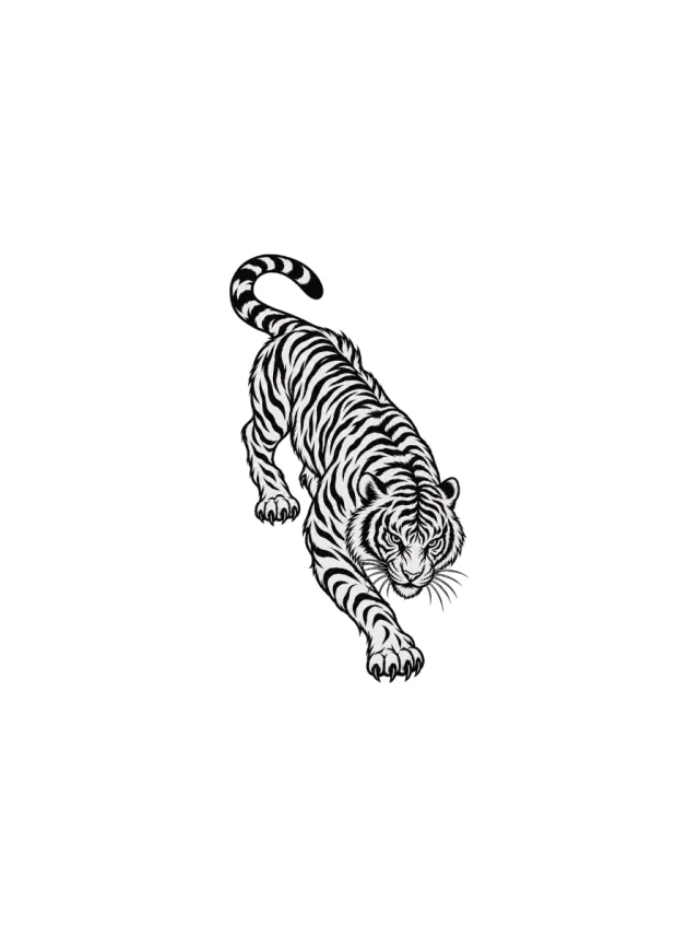 Japanese Tiger Prowl Tattoo clean design