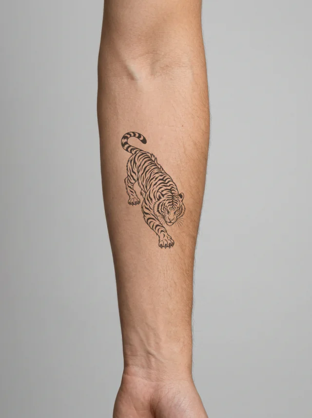 Japanese Tiger Prowl Tattoo on-skin preview