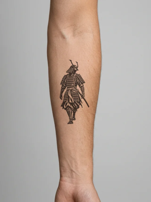 Samurai Walking Tattoo on-skin preview