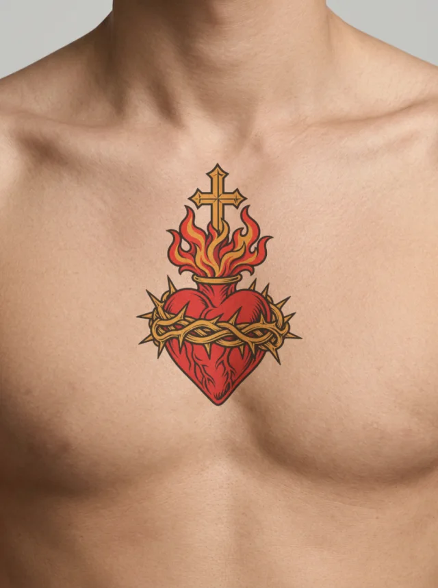 Sacred Heart Tattoo on-skin preview
