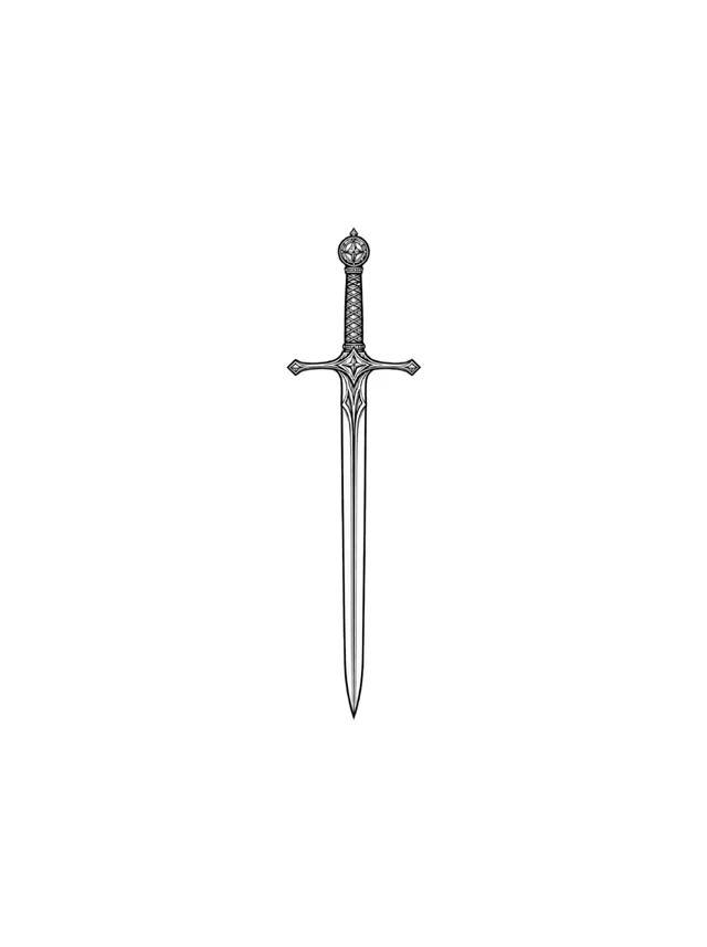 Fine Line Sword Spine Tattoo clean design
