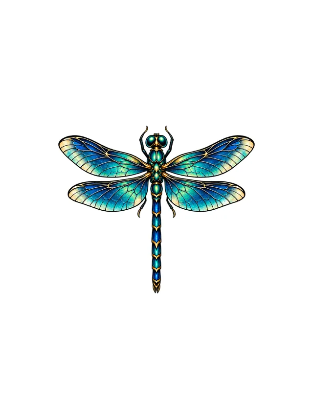 Neo-Traditional Dragonfly Spine Tattoo clean design