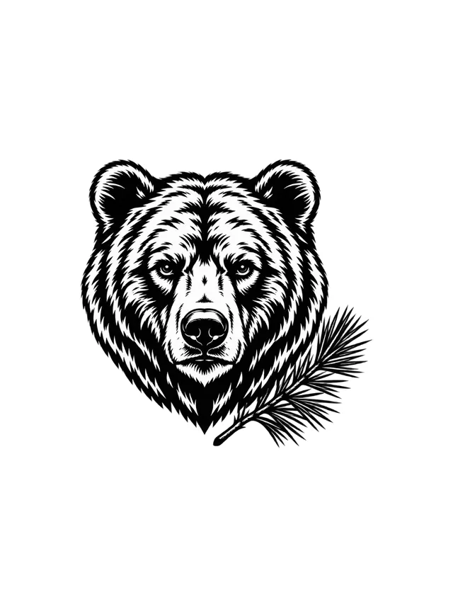 Blackwork Bear Calf Tattoo clean design