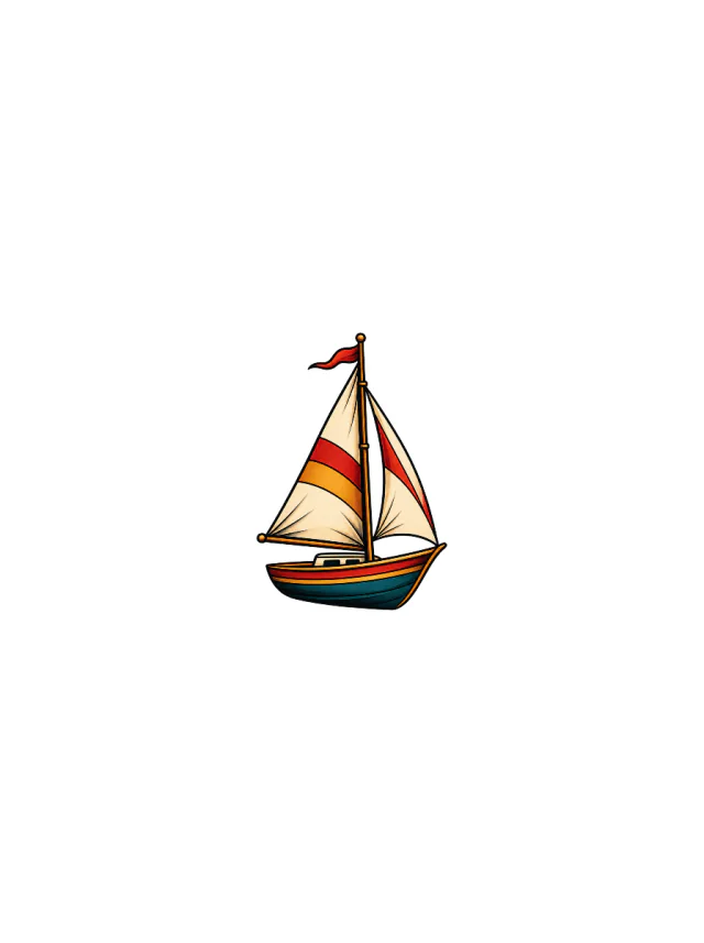 Old School Sailboat Neck Tattoo clean design