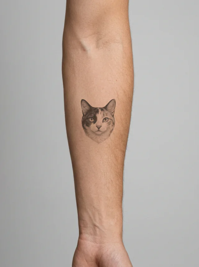 Micro Realism Calico Tattoo on-skin preview