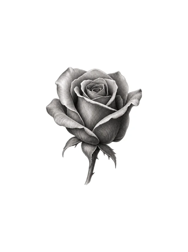 Tatuagem de rosa no braço, desenho limpo