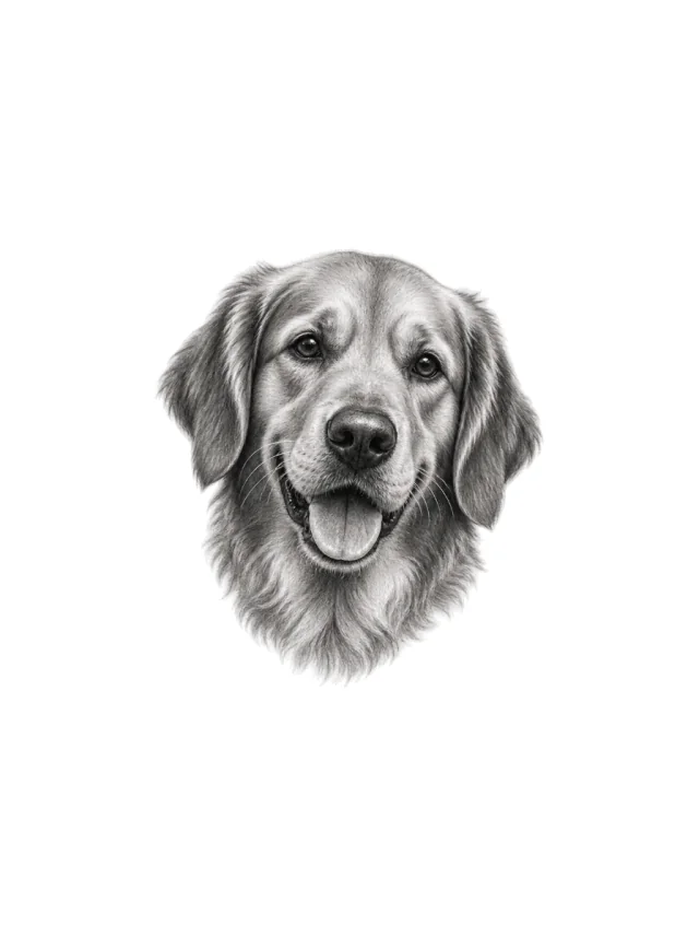 Tatuagem de cachorro na panturrilha, desenho limpo