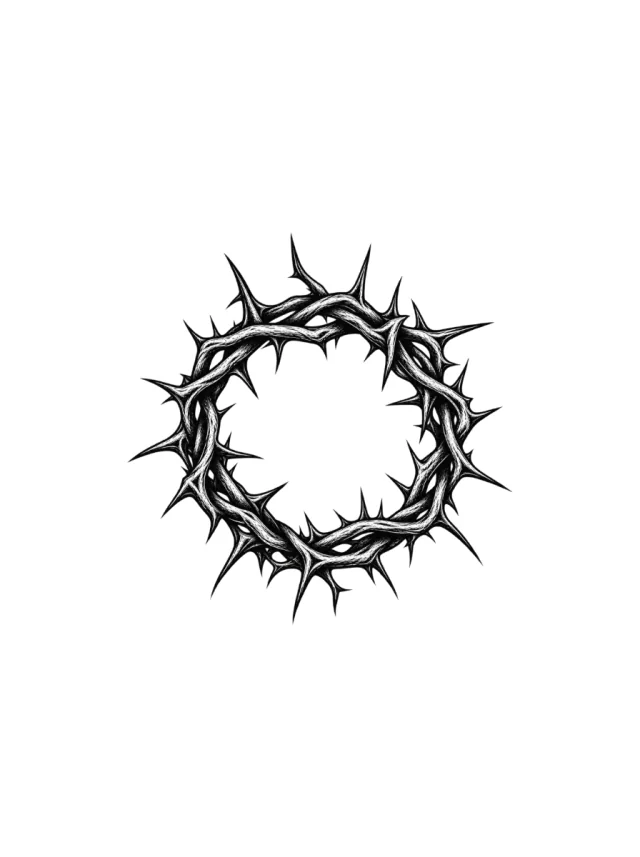 Circular Crown Woven Only from Thorn Branches Tattoo clean design
