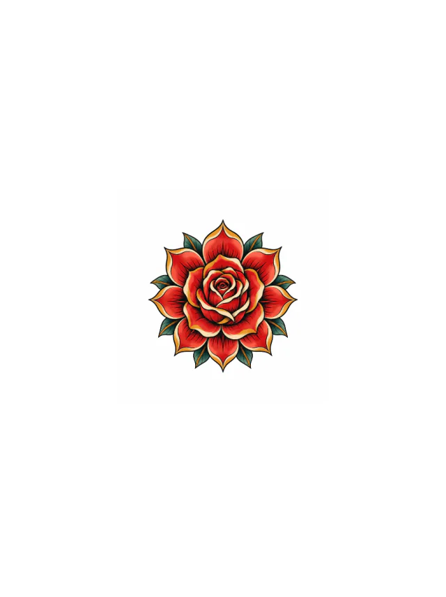 Neo-Traditional Rose Elbow Tattoo clean design