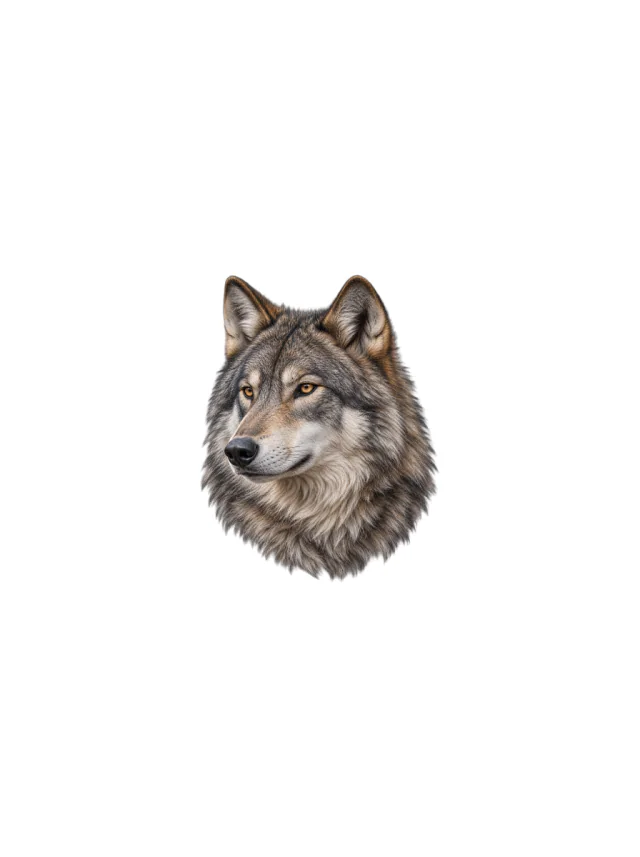 Natural Color Wolf Portrait Tattoo clean design