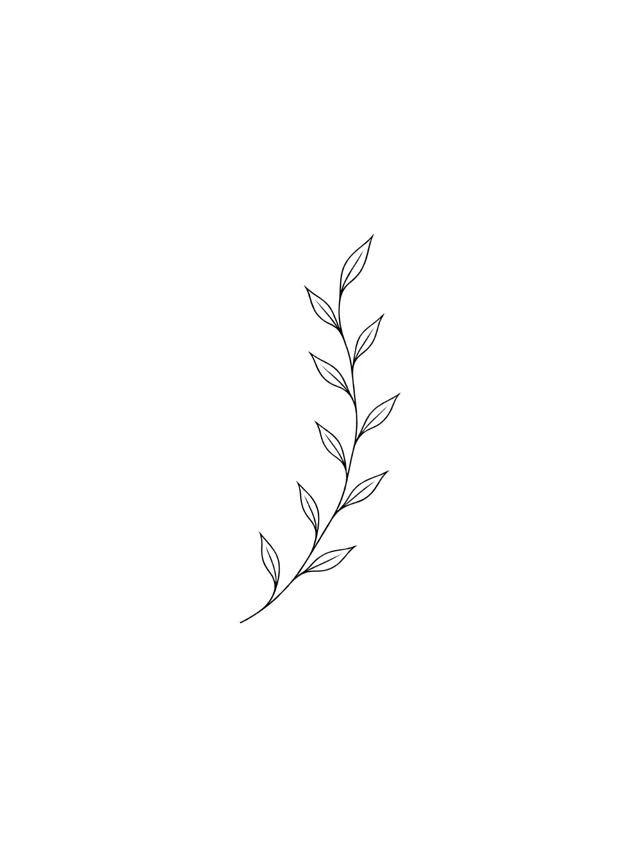 Fine Line Leaf Branch Inner Forearm Tattoo clean design