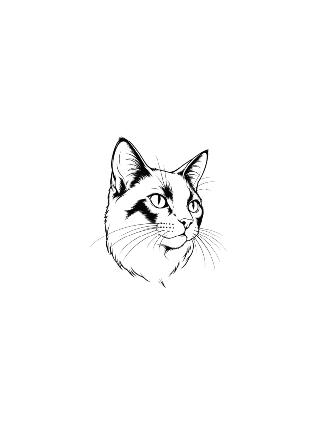 Fine Line Black Cat Tattoo clean design