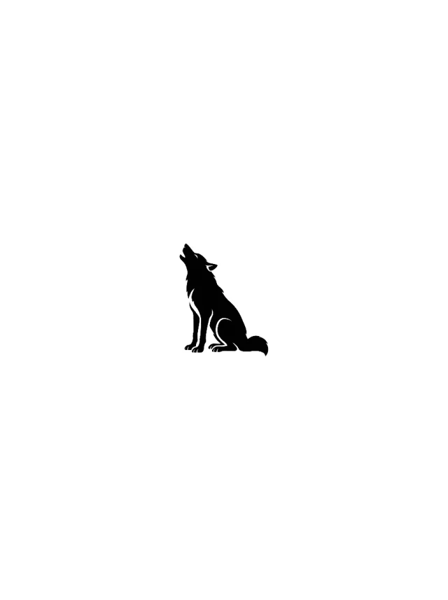 Seated Minimal Wolf Silhouette Tattoo clean design