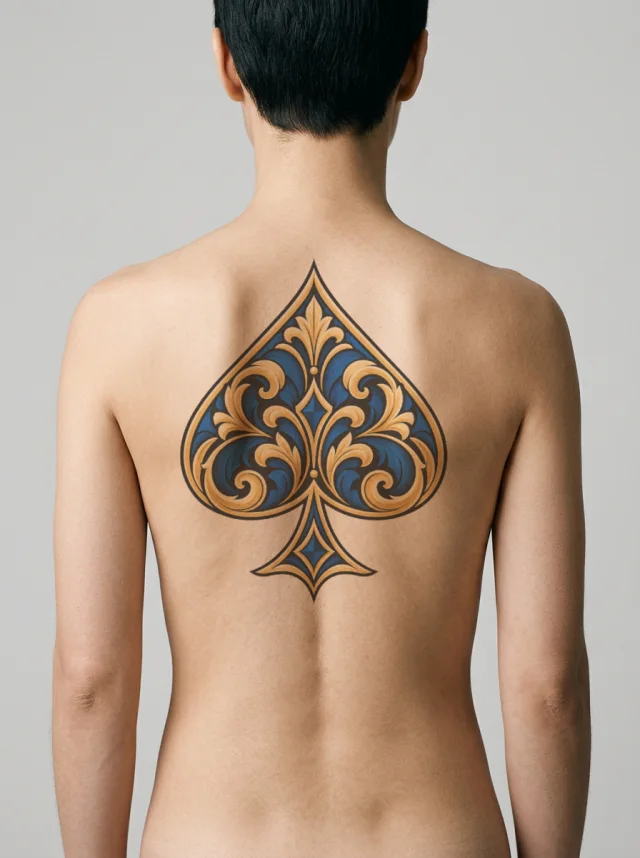 Spade Blue Tattoo on-skin preview