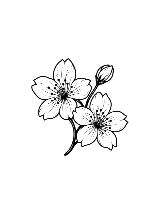 Cherry Blossom Twin Blooms Tattoo clean design