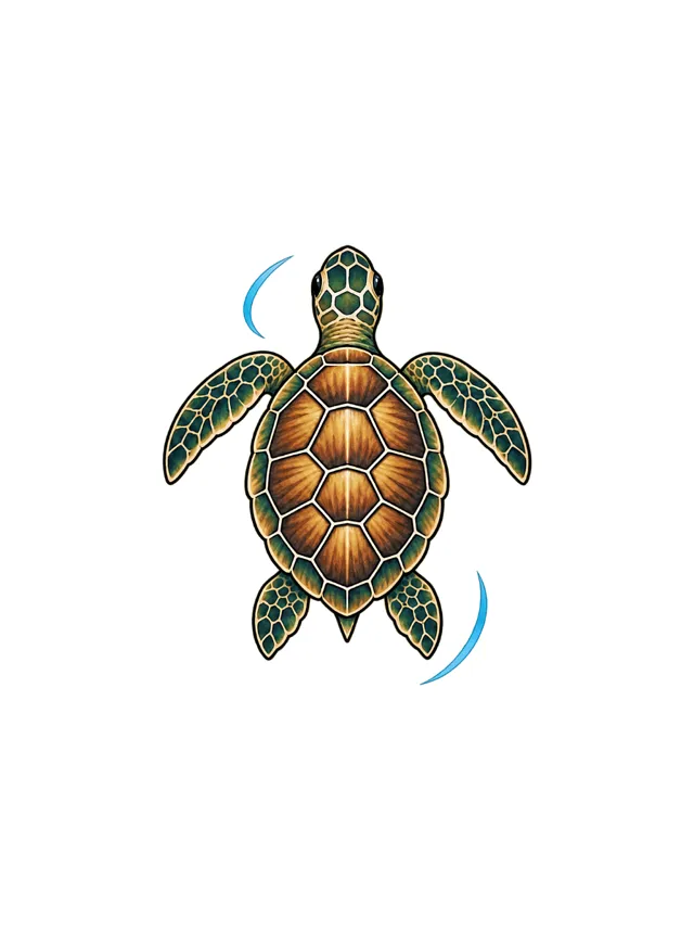 Illustrative Sea Turtle Calf Tattoo clean design